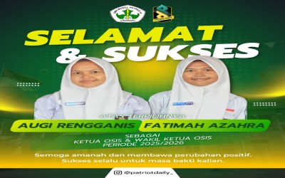 Augi Rengganis dan Fatimah Azahra Terpilih sebagai Ketua dan Wakil Ketua OSIS SMK Model Patriot IV Ciawigebang Periode 2025/2026